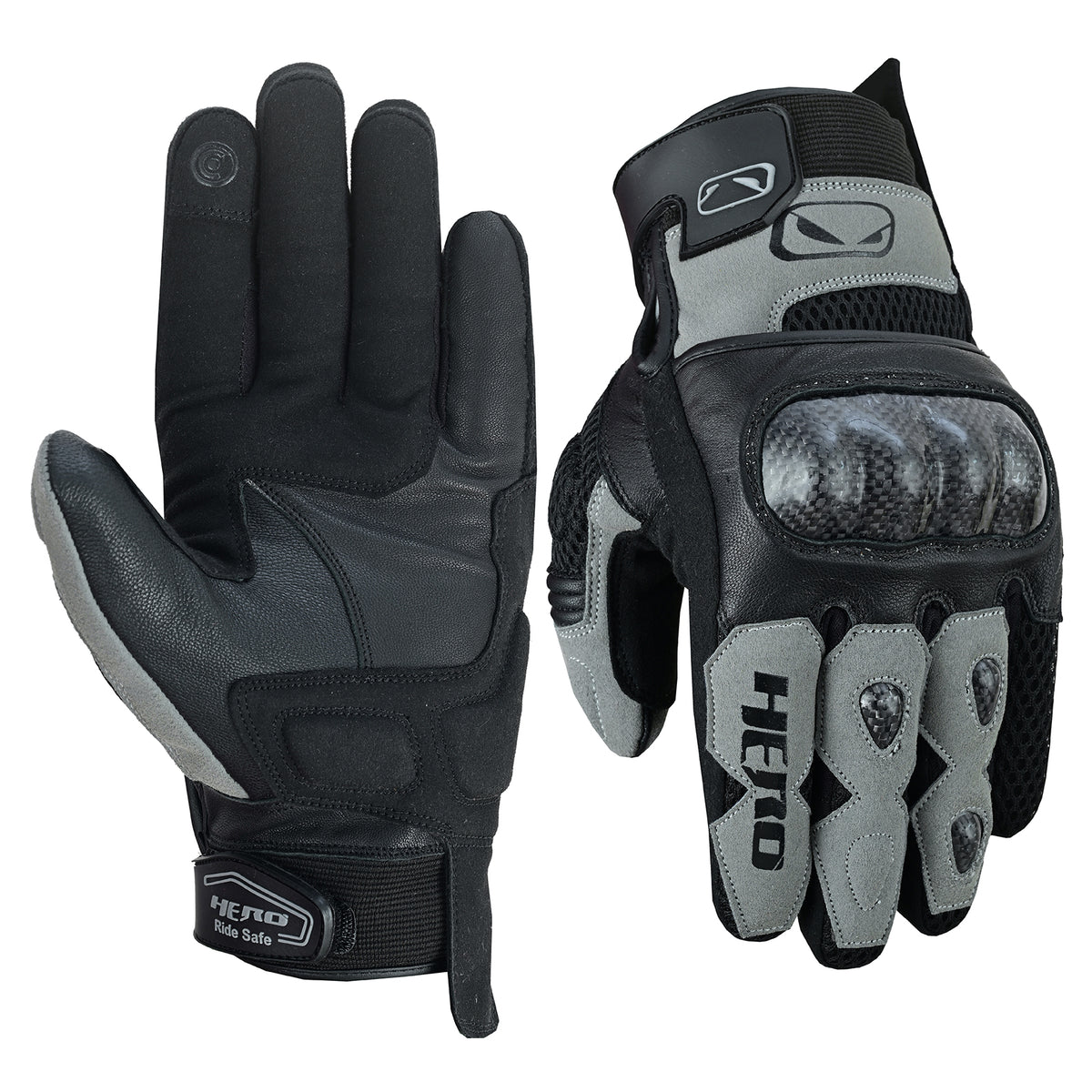 Leather Motorcycle Glove Carbon Padded Protections by Hero Italia HR-344
