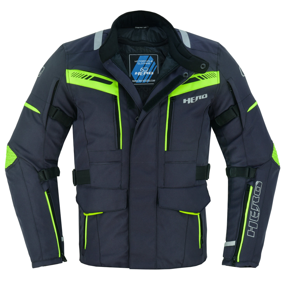 Waterproof 4-season motorcycle jacket with CE-approved shoulder and elbow protection