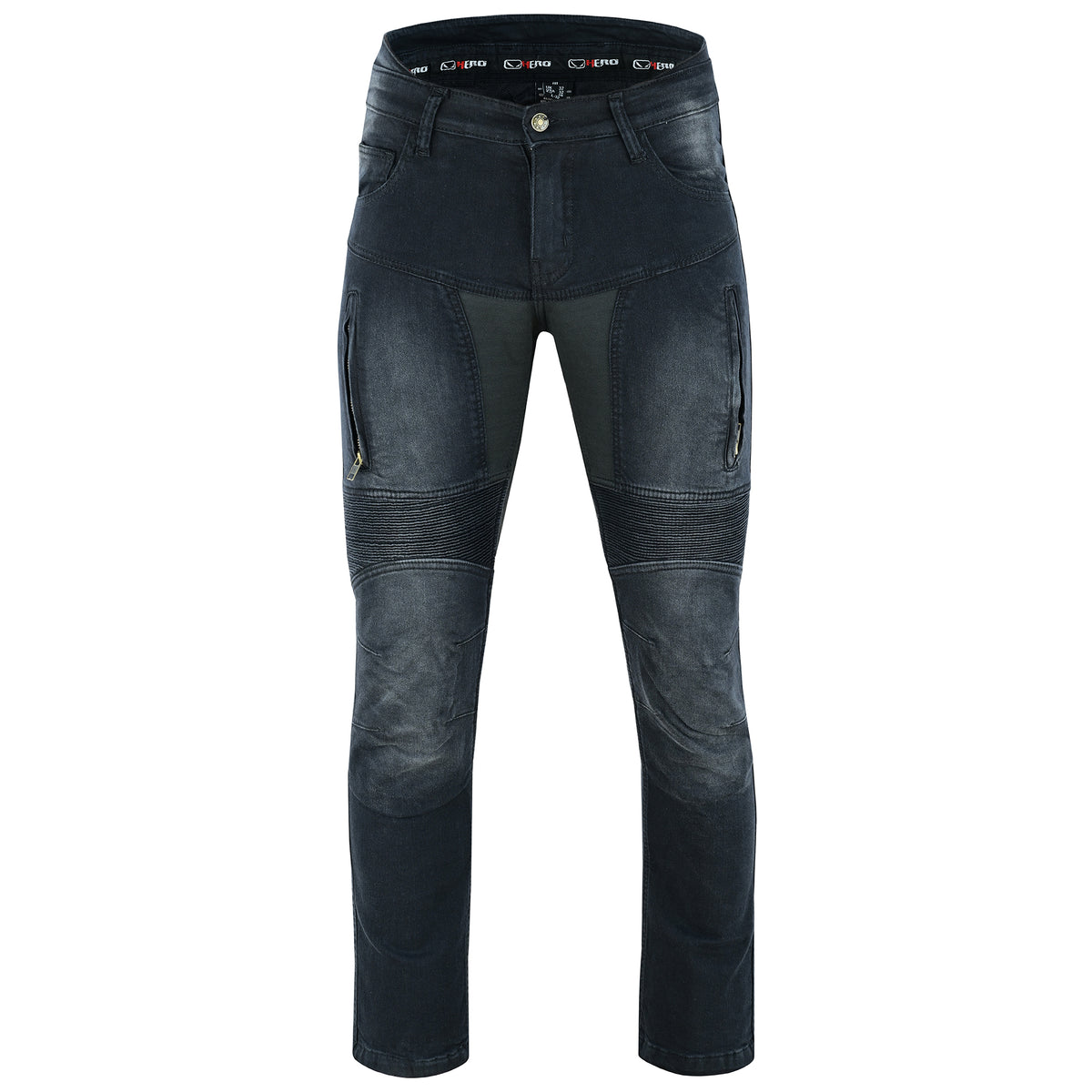 Motorcycle jeans with Kevlar and approved knee and hip protectors