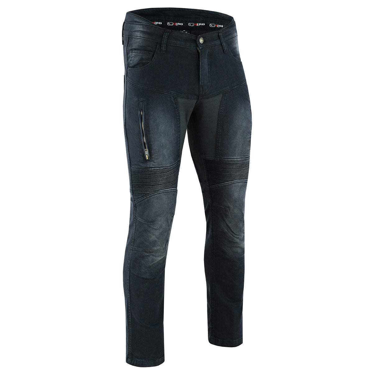 Motorcycle jeans with Kevlar and approved knee and hip protectors