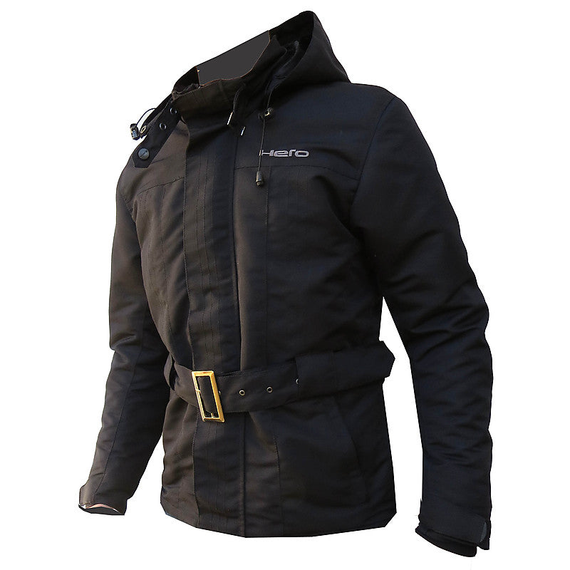 City Hero 17-897 Men’s Black Fabric Motorcycle Jacket with Hood
