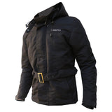 City Hero 17-897 Men’s Black Fabric Motorcycle Jacket with Hood