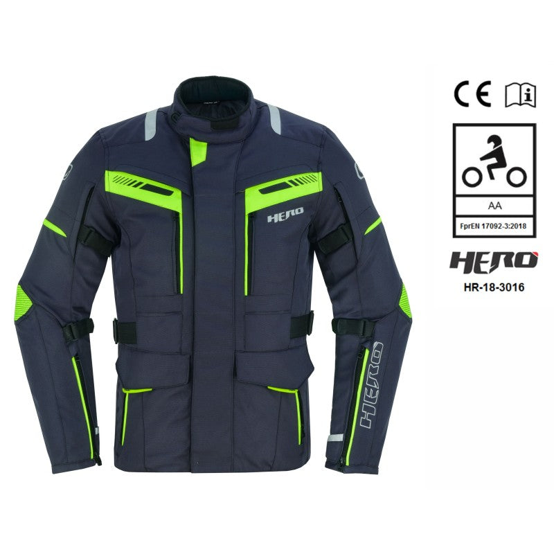 Waterproof 4-season motorcycle jacket with CE-approved shoulder and elbow protection