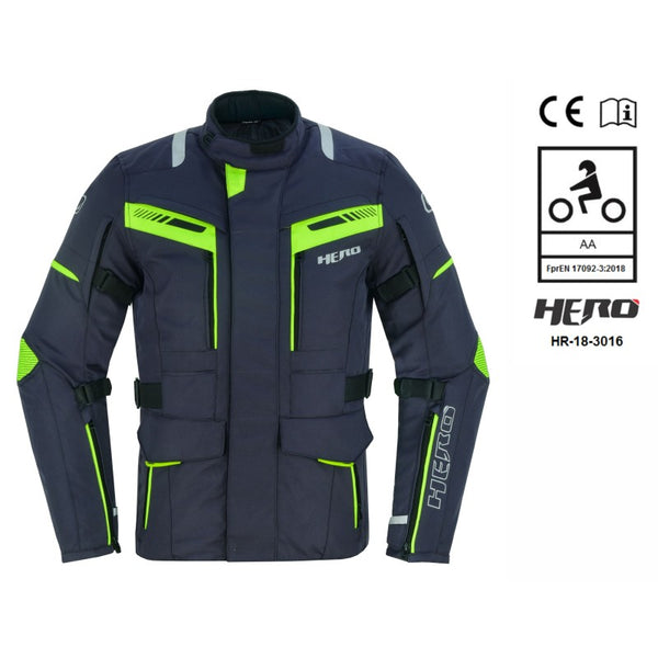 Waterproof 4-season motorcycle jacket with CE-approved shoulder and elbow protection