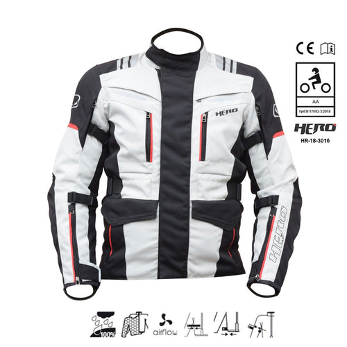 Waterproof 4-season motorcycle jacket with CE-approved shoulder and elbow protection