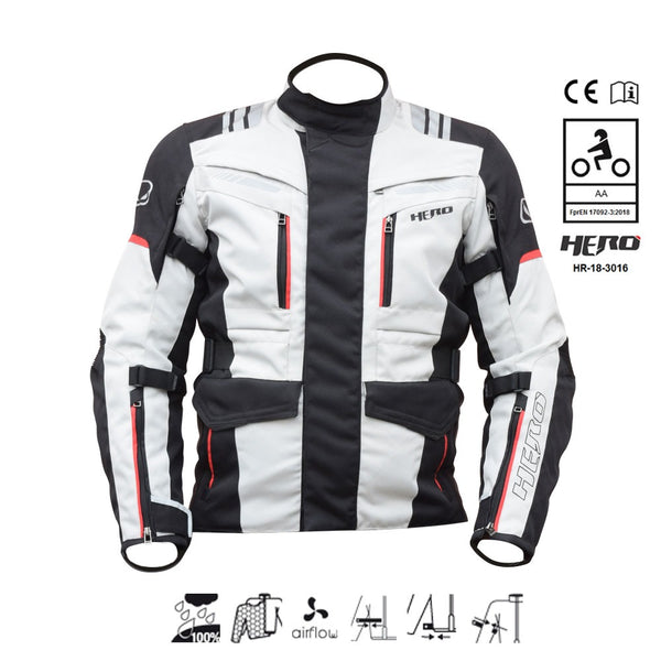 Waterproof 4-season motorcycle jacket with CE-approved shoulder and elbow protection