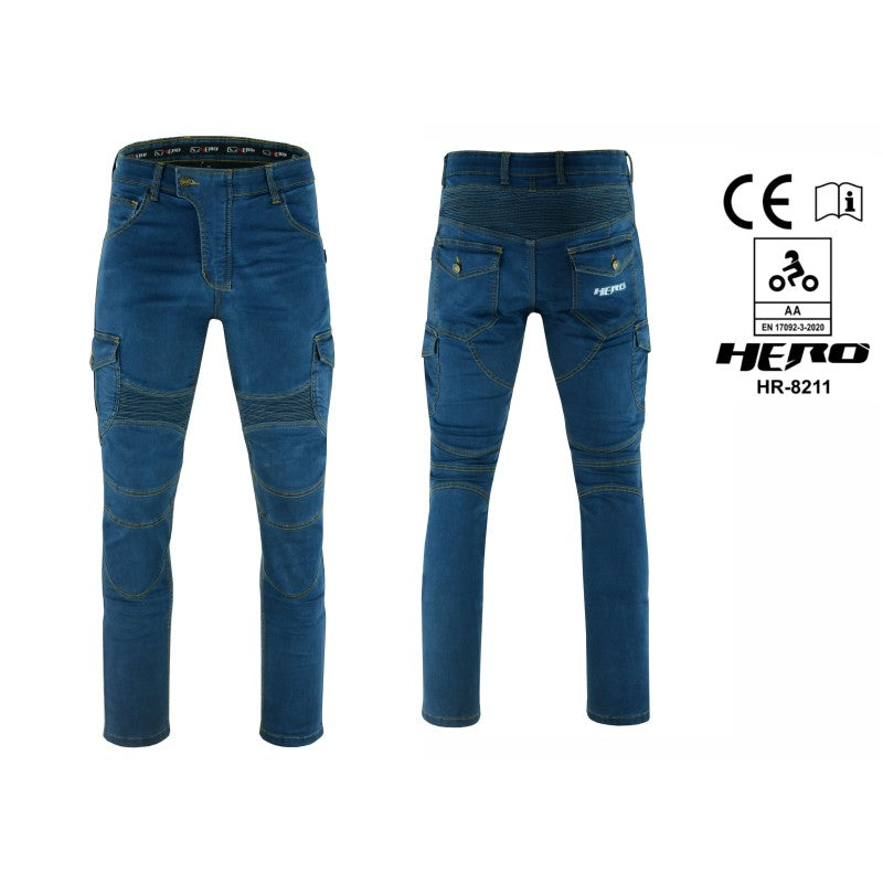 Jeans da motociclista da uomo HR-8211 BLU