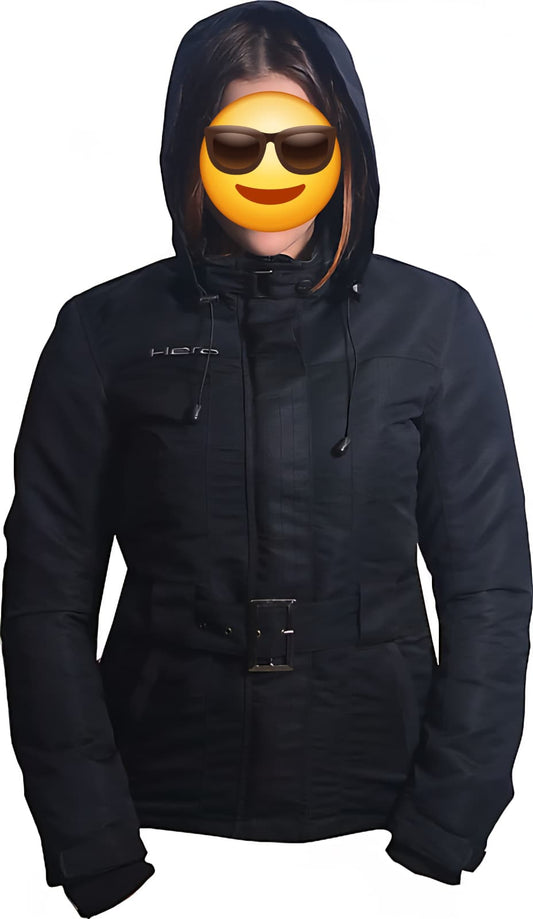 City Hero 17-896 Women’s Black Fabric Motorcycle Jacket with Hood