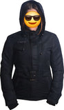 City Hero 17-896 Women’s Black Fabric Motorcycle Jacket with Hood
